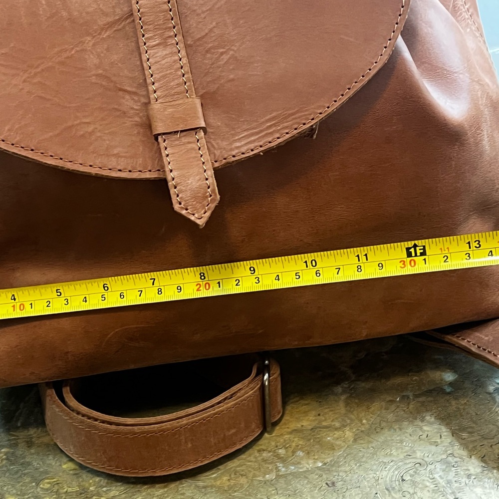 Able Tan Large Leather Backpack - image 7